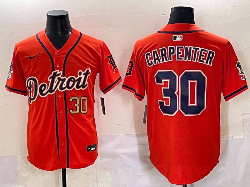 Men 2025 Detroit Tigers 30 Carpenter Orange Fashion Nike MLB Jersey style 7152